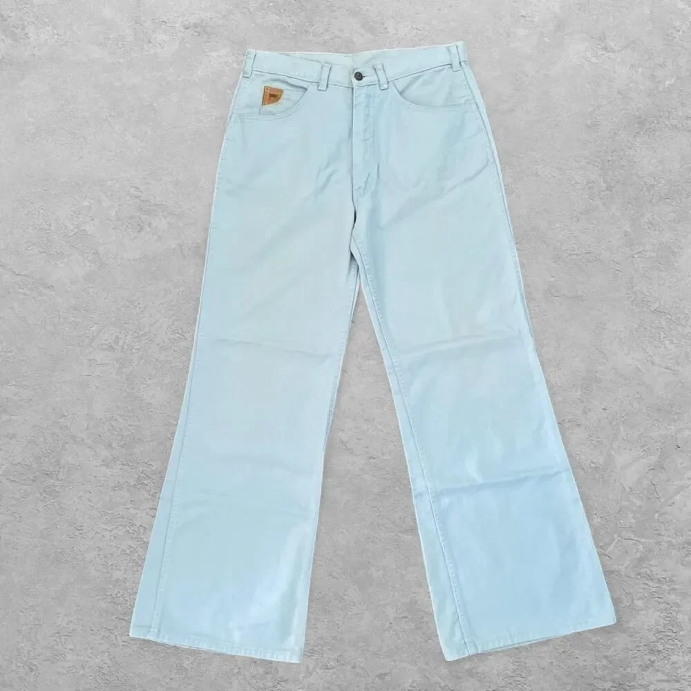 VTG 70s Levi's Light Blue Wide Leg Pants White Tab 33 SF 207 Cottagecore